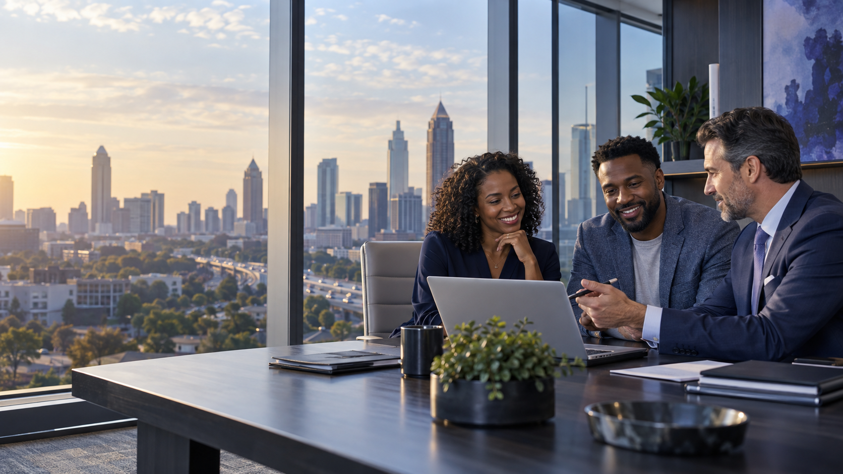 Business owners discussing growth financing in an Atlanta office